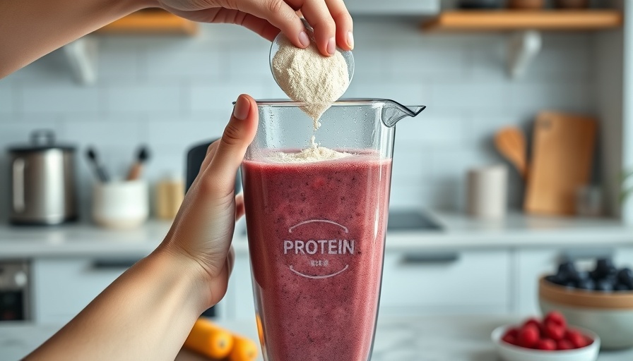Preparing a smoothie with vegan protein powder under ₹5000 in a blender.