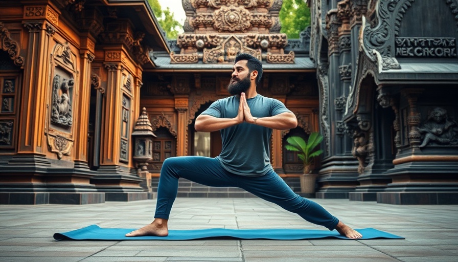 Yoga for Stress Relief: Man practicing in serene environment.
