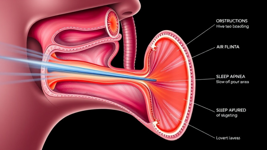 Anatomical diagram illustrating sleep apnea airway obstruction.