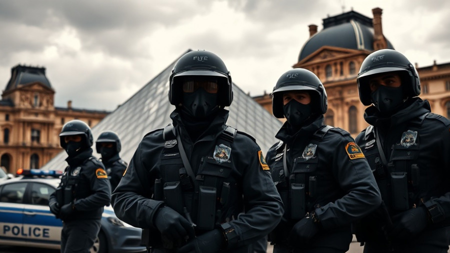 Police at Louvre museum amid jewelry heist alert.