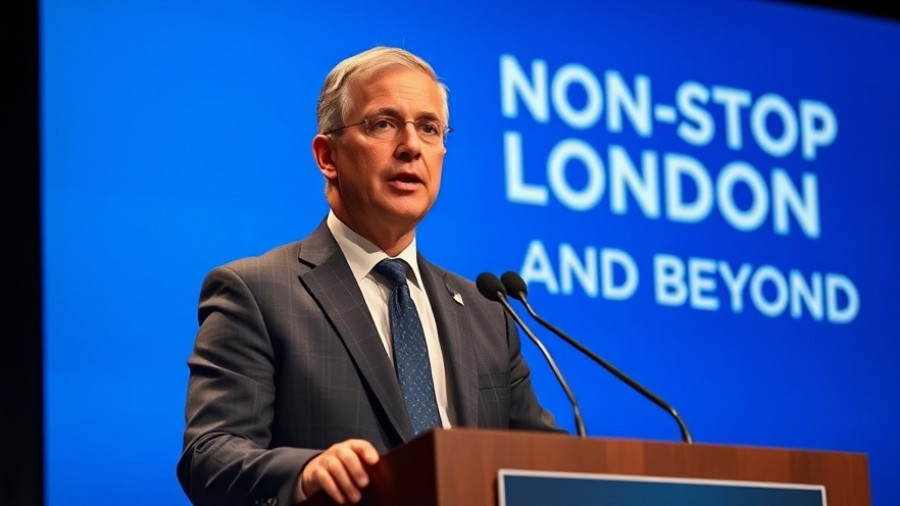 Businessman discussing changing trends in European travel at conference.