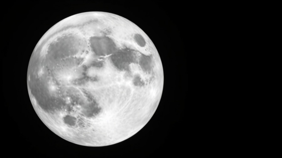 Full moon glowing in the night sky.