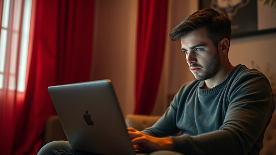 AI privacy concerns in education depicted by young man using laptop.
