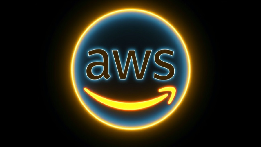 Glowing AWS logo symbolizing AWS outage cybersecurity.