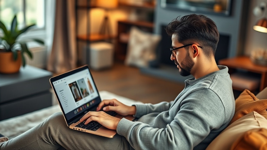 AI-driven shopping displayed on a laptop in a cozy living room.