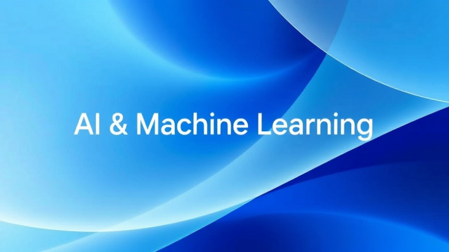 Abstract design for AI & Machine Learning with Google Cloud logo.