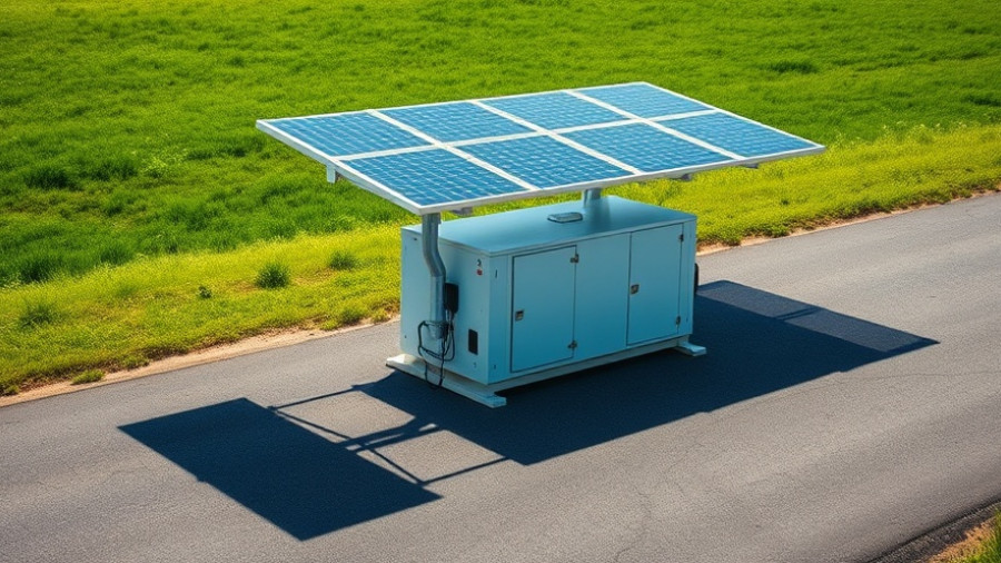 Modern solar hydrogen generator with extended solar panels in a sunny field