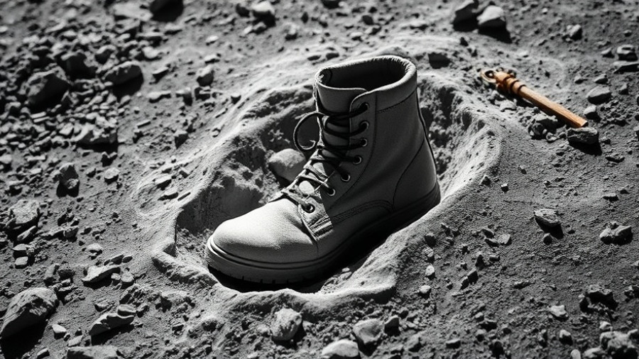 Iconic lunar footprint symbolizing the moon landing achievement.