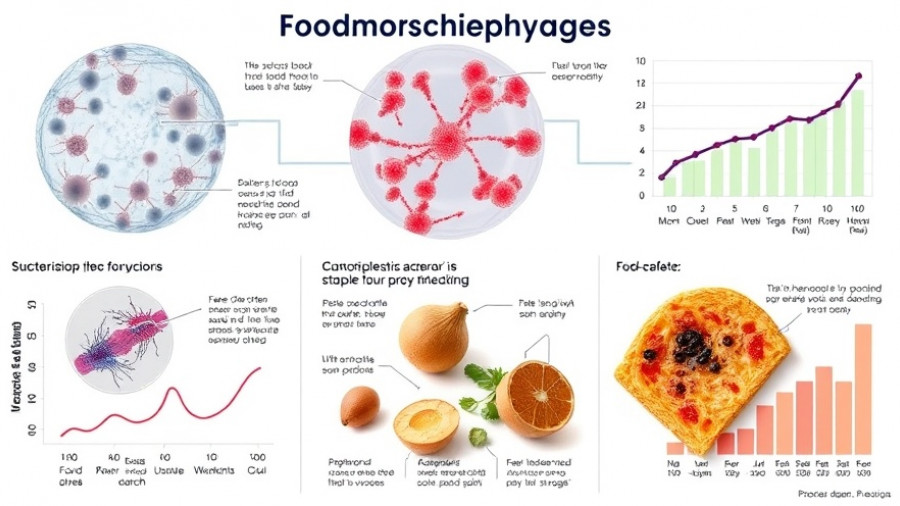 Infographic of bacteriophage in food safety applications and analysis.