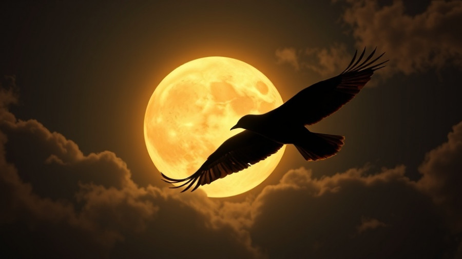 Silhouette of bird against a luminous supermoon, November 2025.