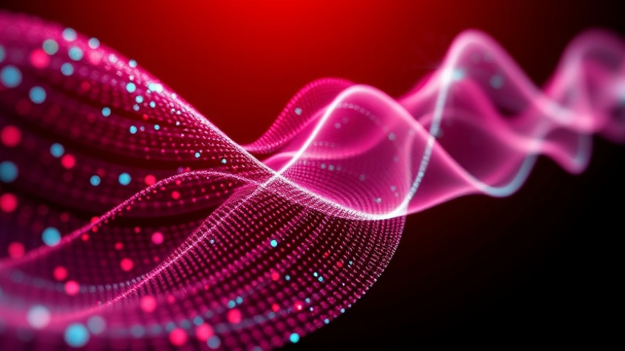 Quantum computing wave pattern visualizing data transmission.
