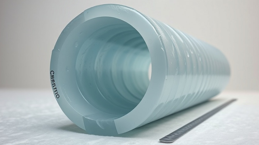 Cylindrical ice core showing oldest air in Antarctic ice.