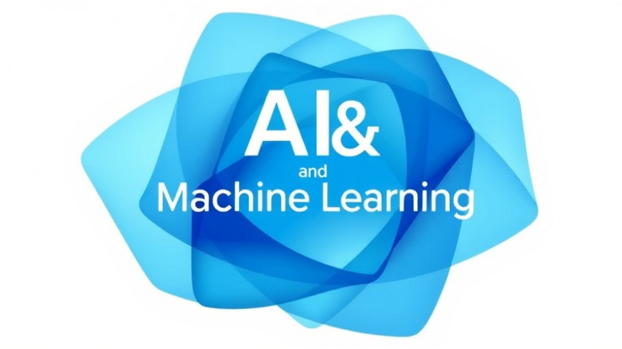 Abstract blue shapes with AI and Machine Learning text.