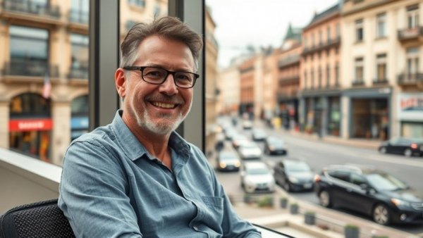 Businessman sitting by a window overlooking city, Israel's Startup Nation Resilience.