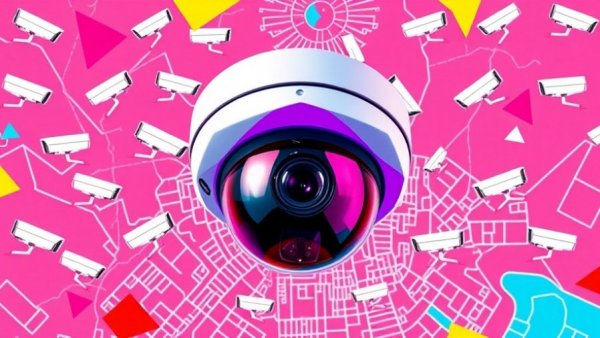 Artistic surveillance camera design with Mexico City map.