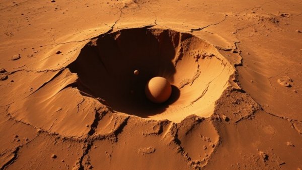 Shadowy Martian crater from meteoroid impacts