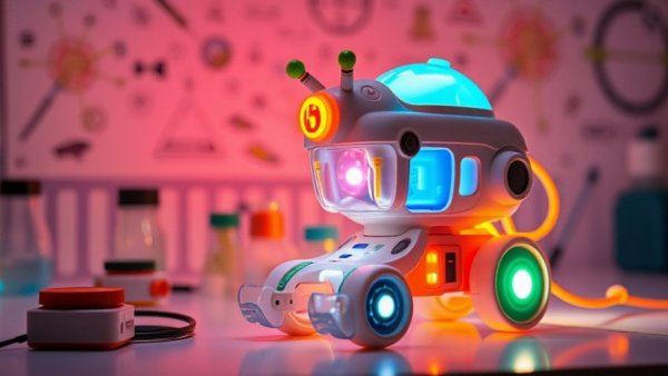 Bioluminescent bacteria in toys concept with glowing elements.