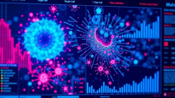 AI-powered visualization of single-cell data analysis in an infographic style