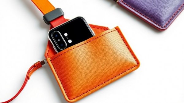 Vibrant iPhone pocket accessory in orange and yellow, stylish holder.