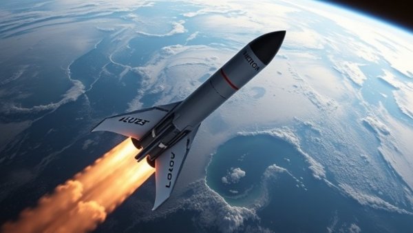 Rocket Lab Neutron rocket in space with Earth in the background.