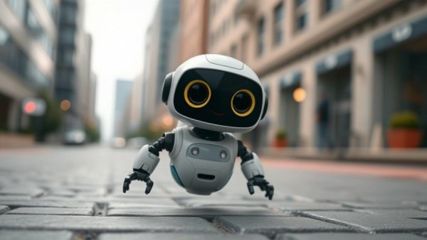 Robot demonstrating spatial awareness on a city street.