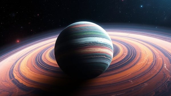 Alien life exploration on vibrant exoplanet amid stars.