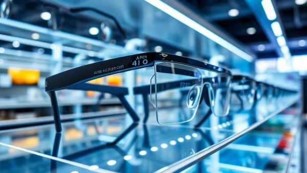 Modern AI glasses display showcasing consumer technology advancements.