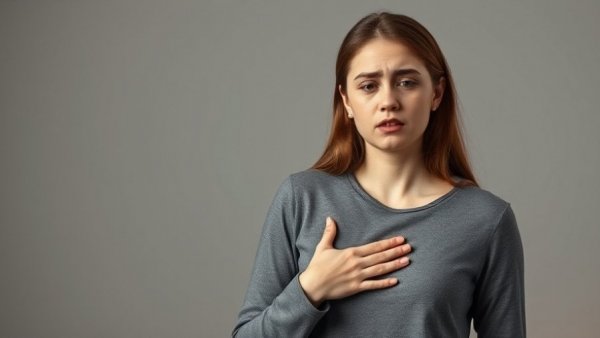 Woman experiencing breathing difficulty, related to yoga techniques for COPD.