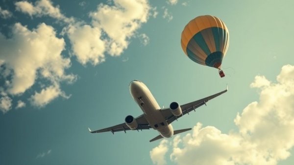 Weather balloon collision with aircraft in mid-air cinematic scene.