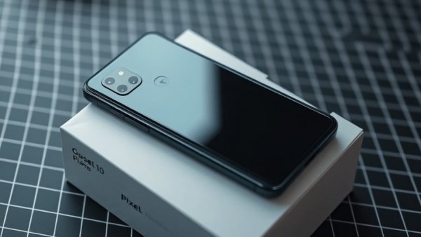 Sleek Google Pixel 10 Pro on package with a grid background. Pixel 10 Pro Black Friday deals.