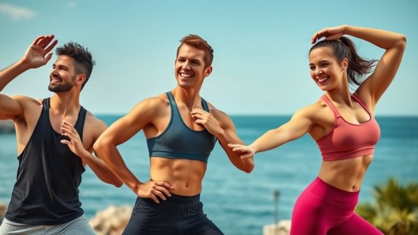 Two people stretching outdoors, boosting immunity with exercises in winter.