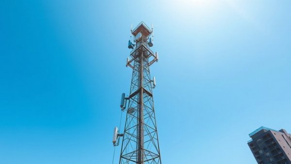 Cellular tower under blue sky highlighting network coverage issues.