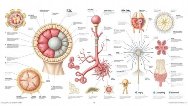Infographic of cellular processes for human organs in medical implants.