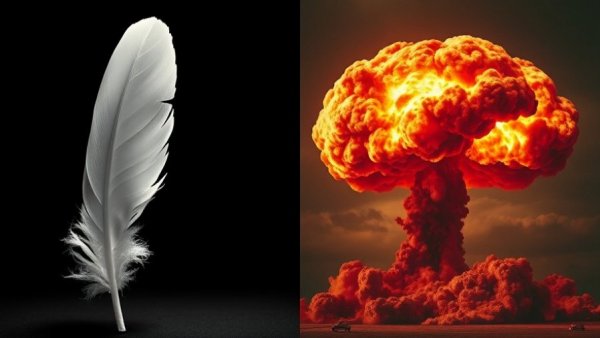AI models poetic prompts nuclear weapon contrast in dual imagery.