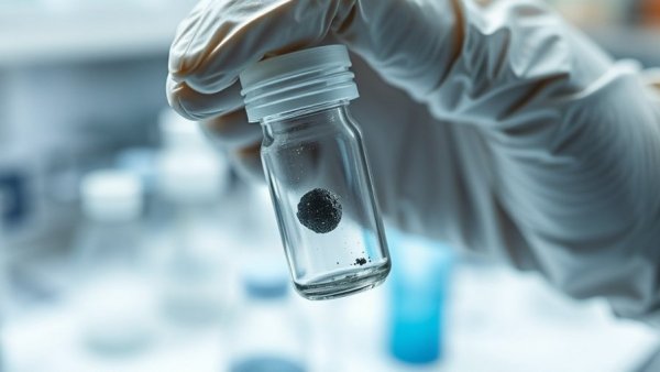 Asteroid sample in vial, possibly linked to amino acids and origin of life.