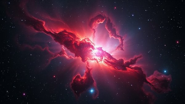 High-energy ultraviolet radiation illuminating colorful star nursery.