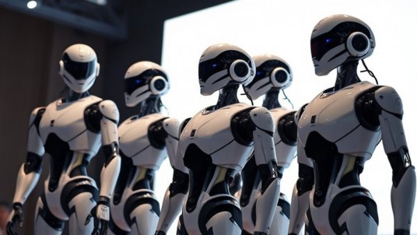 Advanced humanoid robots showcased in consumer technology.