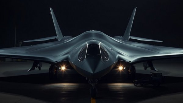 B-2 Spirit Bomber repairing on airbase at night