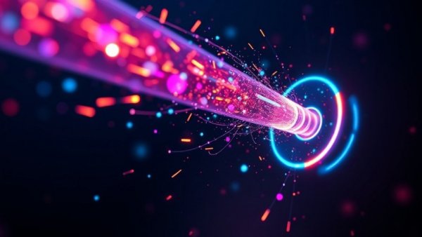 Vibrant abstract of quantum antenna highlighting energy flow