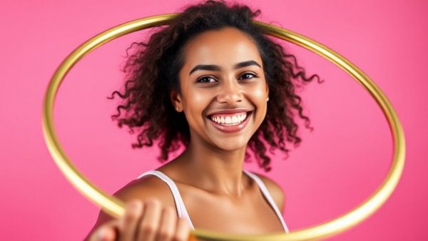 Woman demonstrating hula hoop exercises for weight loss.