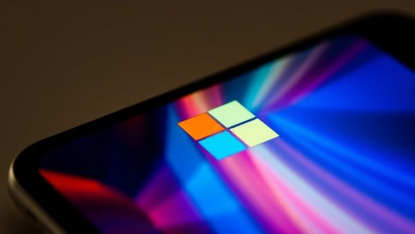Windows logo on smartphone screen, colorful background, RC4 encryption deprecation
