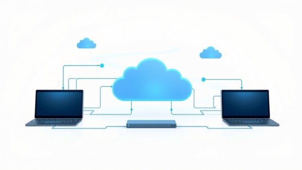 Illustration showing benefits of cloud computing connections.