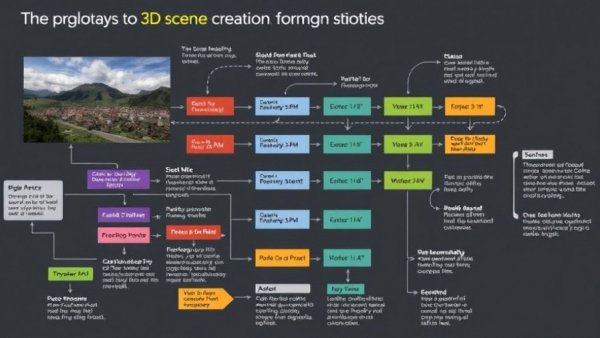 Diagram illustrating 3D scene generation process from photos.