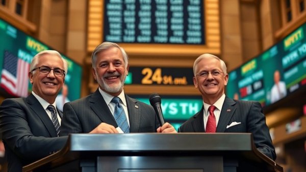 Delta Air Lines' future leadership at New York Stock Exchange, executives with gavel.