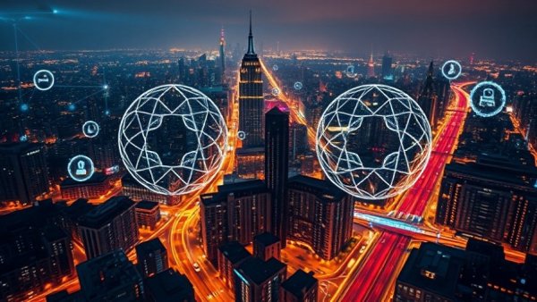 Futuristic AI browsers in 2026 city nightscape.