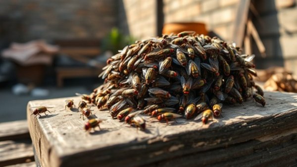 Flies on food waste for DIY fly-powered food waste recycling system.