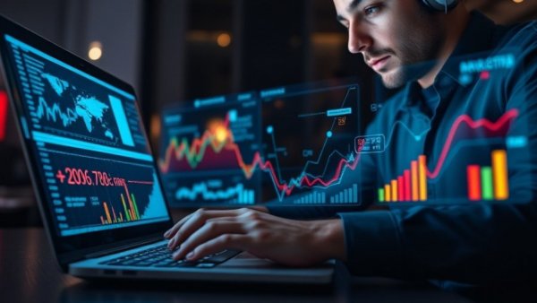 Futuristic data analysis with predictive analytics pipeline and holographic graphs.