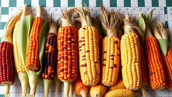 Various maize ears arranged for zero-shot learning maize phenotyping analysis.