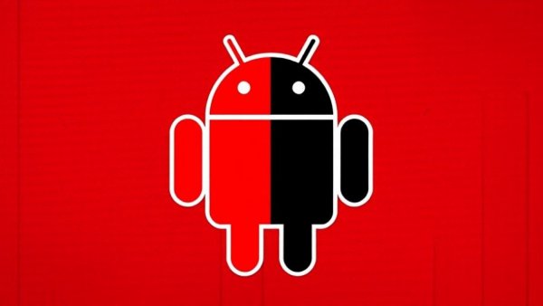 Stylized Android logo split in red and black - Protect Your Smartphone from Spyware.