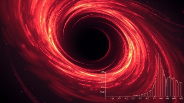 Dynamic scene of a rapidly spinning black hole with glowing accretion disk.